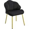thumbnail image 1 of MYZBBD Vanity Chair, Velvet Accent Chair with Shell-Shaped Backrest, Modern Armchair with Gold Metal Legs for Dressing Room/Bedroom/Living Room, Black, 1 of 9