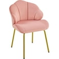 thumbnail image 1 of MYZBBD Vanity Chair, Velvet Accent Chair with Shell-Shaped Backrest, Modern Armchair with Gold Metal Legs for Dressing Room/Bedroom/Living Room, Pink, 1 of 8