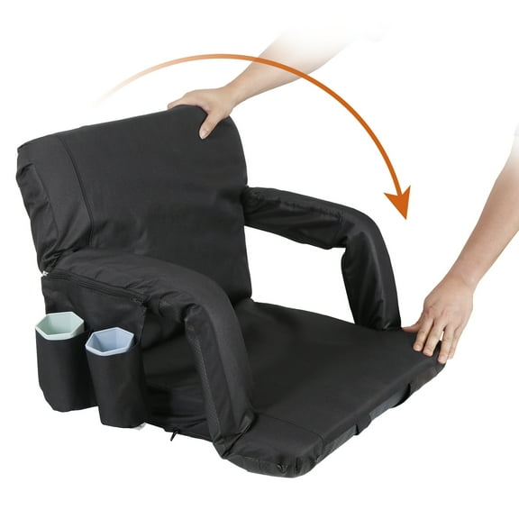 MYZBBD Wide Stadium Seat Chair Bleacher Seats Padded with Back Support, Cushion, Arms, Pockets, Anchor Straps, Portable Folding Seat with Shoulder Straps