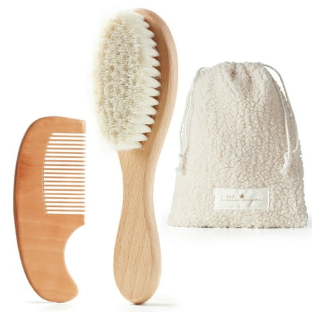 MYZI Baby Hair Brush Set – Soft Baby Brush Set for Newborns, Baby Comb and Brush Set Girl and Boy, Toddler Hair Brush and Toddler Comb - Baby Gift Set