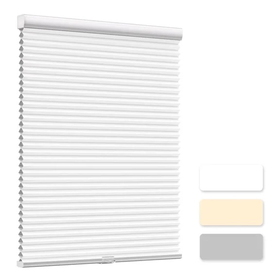 MYshade 1.5 inch Cordless Light Filtering Cellular Shades White-28"W*64"H Honeycomb Window Blinds for Home