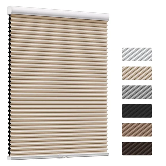 MYshade Cordless Beige-35"W*72"H Blackout Cellular Shades 1.5 inch Honeycomb Blinds for Indoor Windows Insulated Noise Reducing Window Shades & Blinds for Home