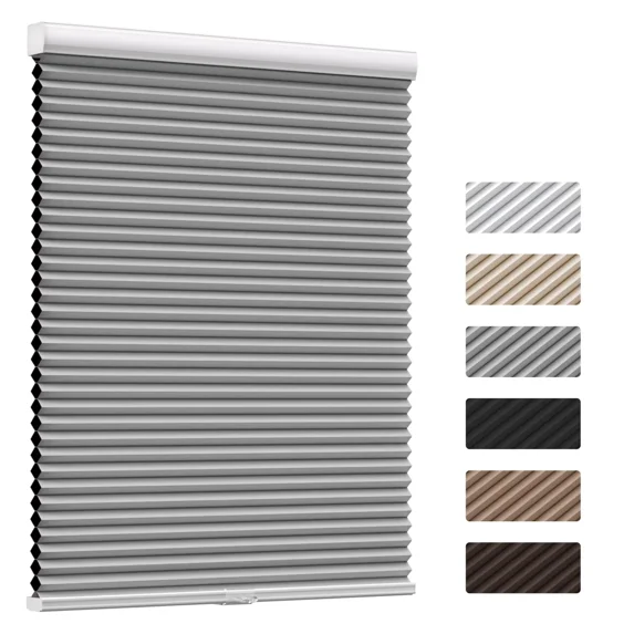 MYshade Cordless Gray-36"W*64"H Blackout Cellular Shades 1.5 inch Honeycomb Blinds for Indoor Windows Insulated Noise Reducing Window Shades & Blinds for Home