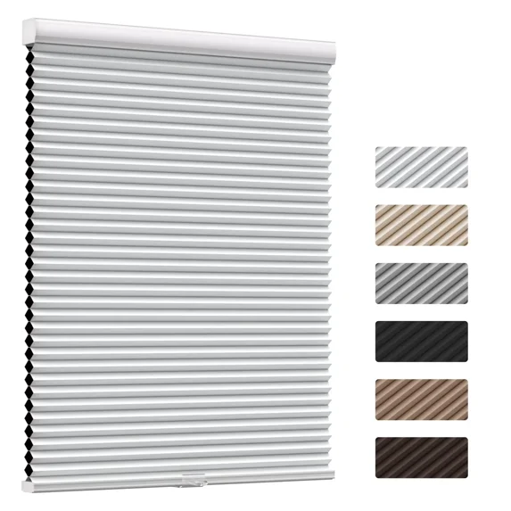 MYshade Cordless White-44"W*72"H Blackout Cellular Shades 1.5 inch Honeycomb Blinds for Indoor Windows Insulated Noise Reducing Window Shades & Blinds for Home