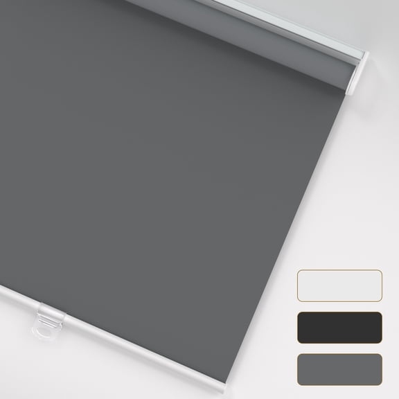 MYshade Cordless Blackout Roller Shades for Windows Gray-24"W*72"H Room Darkening Rolled up Blinds with Spring System Pull Down Shades Window Blinds for Home