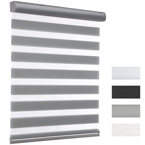 MYshade Cordless Zebra Blinds Gray-30"W*64"H Pull Down Roller Window Shades Double Layer Light Control Free Stop Window Shades Day and Night Blinds Easy Installation for Home