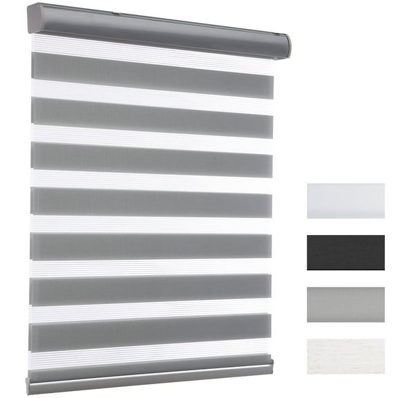 MYshade Cordless Zebra Blinds Gray-24"W*50"H Pull Down Roller Window Shades Double Layer Light Control Free Stop Window Shades Day and Night Blinds Easy Installation for Home