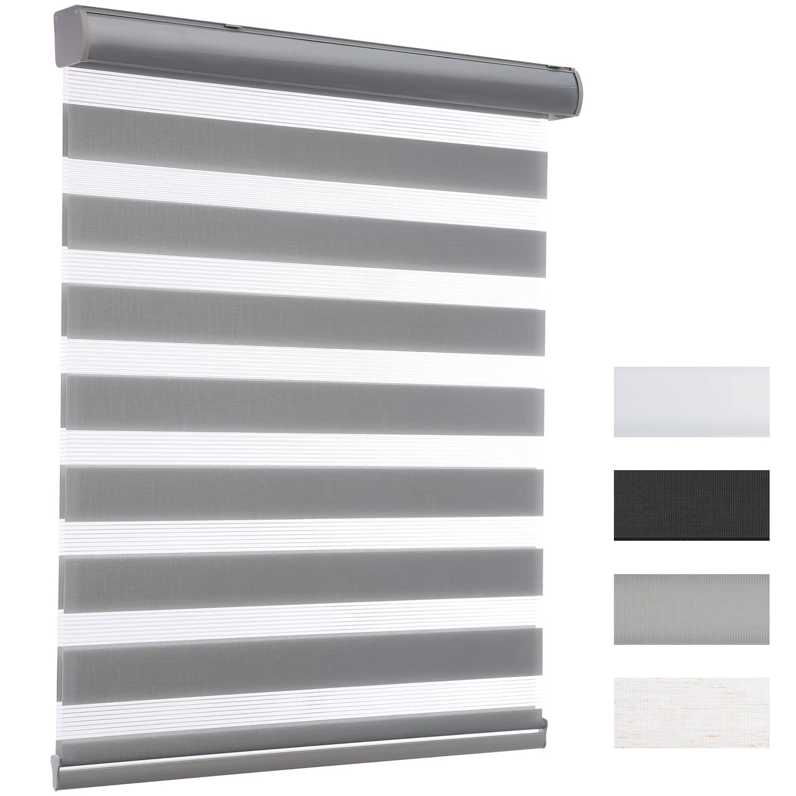 MYshade Cordless Zebra Blinds Gray-27"W*64"H Pull Down Roller Window Shades Double Layer Light Control Free Stop Window Shades Day and Night Blinds Easy Installation for Home
