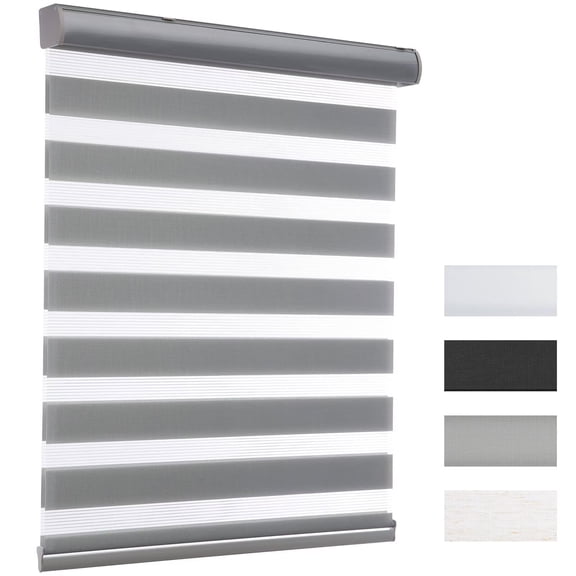 MYshade Cordless Zebra Blinds Gray-29"W*72"H Pull Down Roller Window Shades Double Layer Light Control Free Stop Window Shades Day and Night Blinds Easy Installation for Home