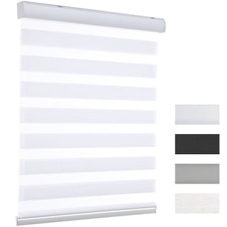 MYshade Cordless Zebra Blinds White-24"W*72"H Pull Down Roller Window Shades Double Layer Light Control Free Stop Window Shades Day and Night Blinds Easy Installation for Home