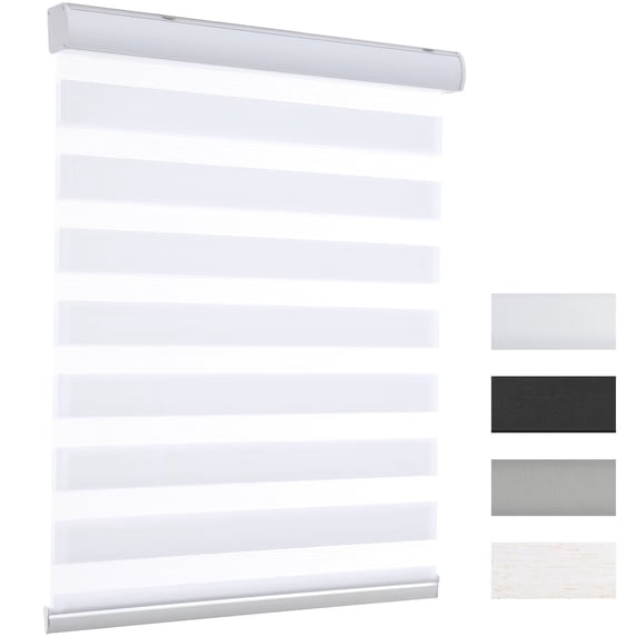 MYshade Cordless Zebra Blinds White-30"W*72"H Pull Down Roller Window Shades Double Layer Light Control Free Stop Window Shades Day and Night Blinds Easy Installation for Home
