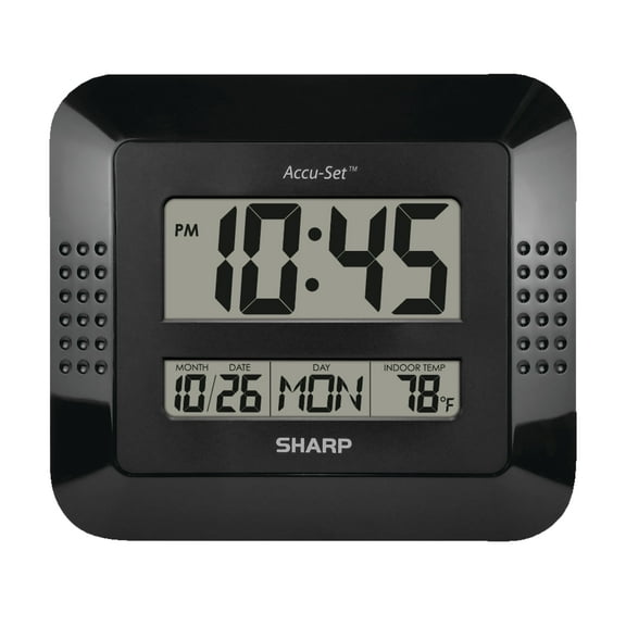 MZ Berger Digital Wall Clock and Calendar, 9in. x 8in, Black"