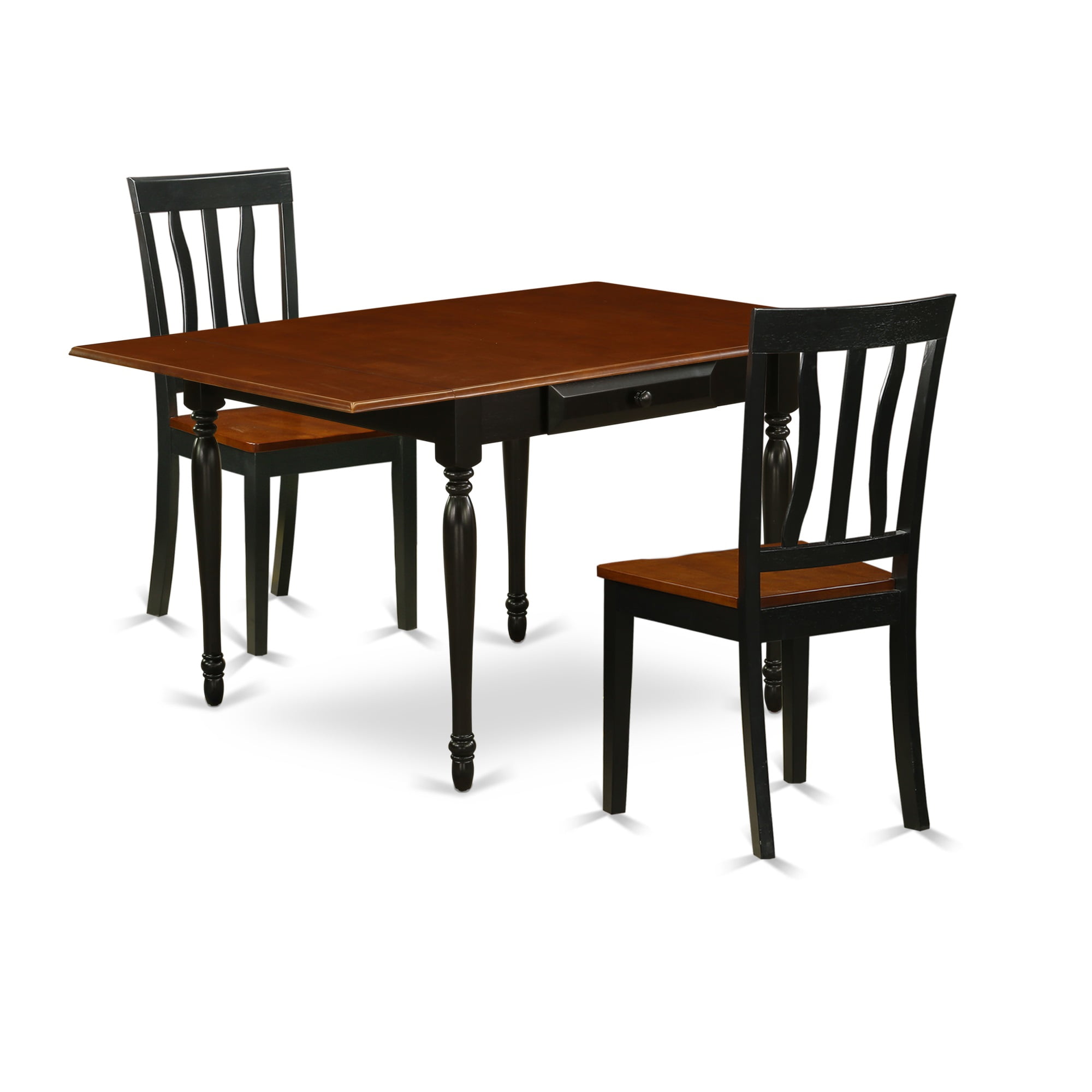 MZAN3-BCH-W 3Pc Dining Table Set - Stylish Wood Table with 2 Kitchen ...