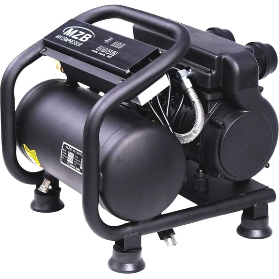 MZB 1.6 Gallon Oil-Free Air Compressor, Ultra Quiet 70dB 110V/60Hz Steel Tank with Wheels