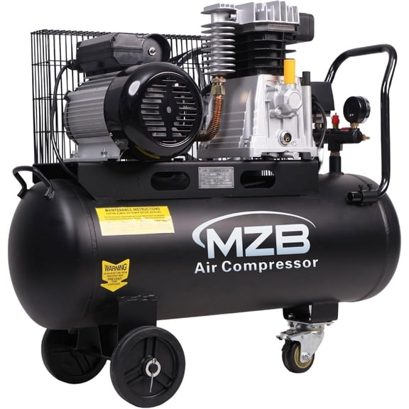 MZB 3.0HP Ultra Quiet Air Compressor, 18.5 Gallon Steel Tank 110V 60Hz 11.3CFM Max 115PSI 83dB Portable Compressor with Wheels