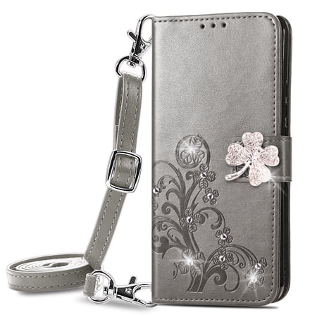 MZCHENYI phone case for Huawei psmart 2020 ,Detachable leather crossbody bag phone case with RFID shielding clip, adjustable shoulder strap shock mount phone protective case