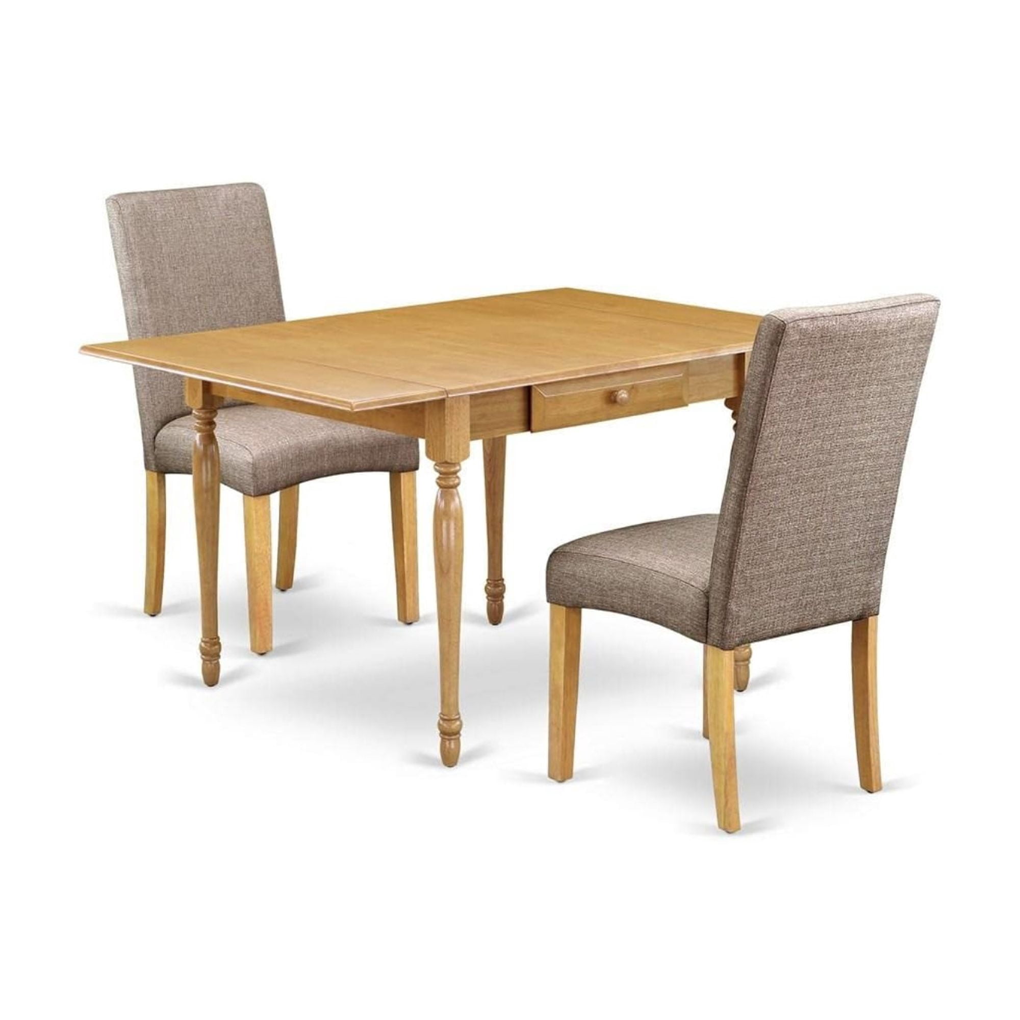 MZDR3-OAK-16 3Pc Dining Table Set: Elegant Oak Finish, Rectangular ...