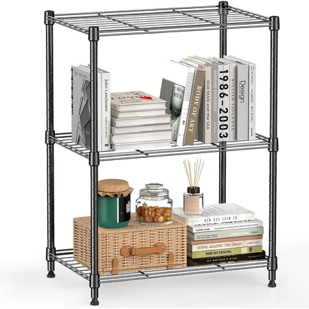M MZG 3 Tier Wire Shelving Unit,3 Shelves Shelf Rack, 11.8"D x 17.7"W x 26.3"H,Metal Storage Shelves 450 lbs,Grey