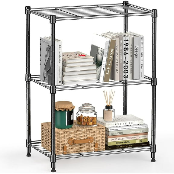 M MZG 3 Tier Wire Shelving Unit,3 Shelves Shelf Rack, 11.8"D x 17.7"W x 26.3"H,Metal Storage Shelves 450 lbs,Grey
