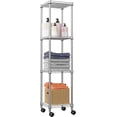 thumbnail image 1 of MZG 4 Tier Metal Wire Shelf, 11.8" D x 11.8" W x 48.1" H, Silver Shelves with Wheels, Kicthen Pantry Bathroom Rack, 1 of 7