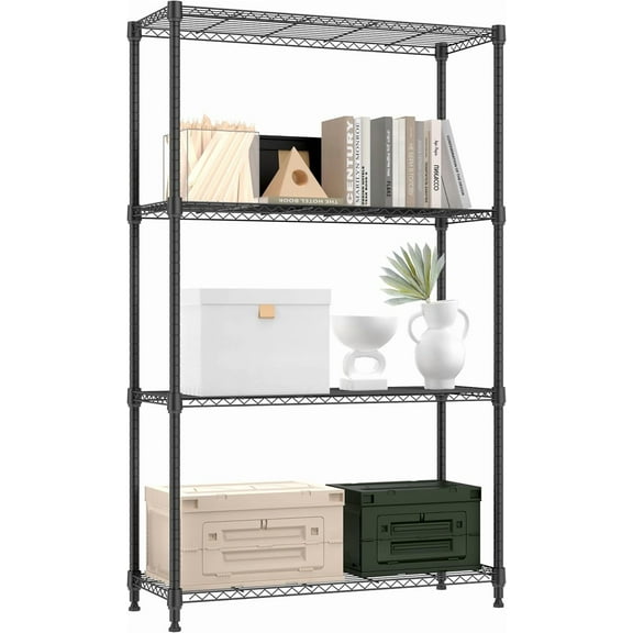 M MZG 4 Tier Wire Shelving, 1000 Lbs Storage Shelves,13.8" D x 35.4" W x 59.5" H,for Kitchen Pantry Garage,Black
