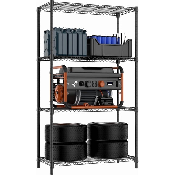 M MZG 4-Tiers Wire Dimensions: 33.5W x 15.7D x 59.5H Shelving Unit, Black