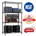 thumbnail image 1 of M MZG 4-Tiers Wire Dimensions: 33.5W x 15.7D x 59.5H Shelving Unit, Black, 1 of 10