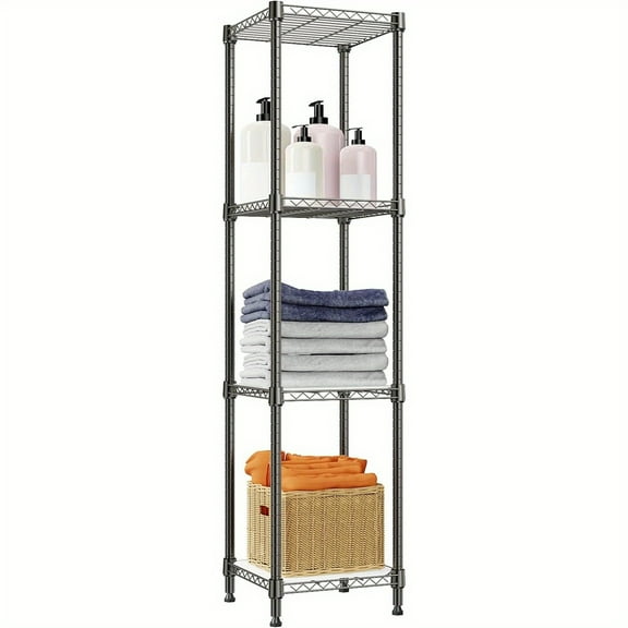 MZG 480 lbs Storage Shelves 4 Tier Shelving Units for Storage, Wire Shelving Unit for Closet, Adjustable Shelves for Bathroom Steel Organizer Wire Rack, 11.8" D x 11.8" W x 47.3" H