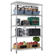 M MZG 5 Tiers Metal Shelves Dimensions: 47.2"W x 17.7"D x 72.3"H Storage Shelving, Black