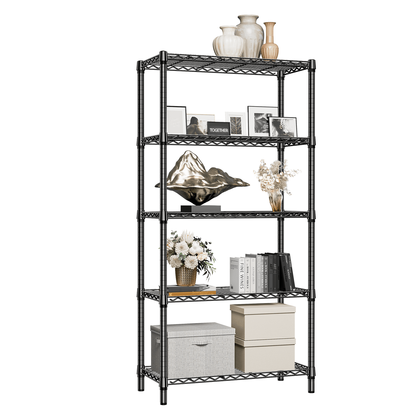 MZG 5 Tier Wire Shelving Metal Storage Shelves, 1250 lb Capacity, 15.7