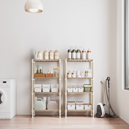 MZG Heavy Duty 4-Tier Adjustable Steel Storage Shelving Unit - 44LB+ Capacity Metal Organizer for Home, Kitchen, Office - No Wood Construction - Multi-Purpose Rack for Laundry, Books & Shoes