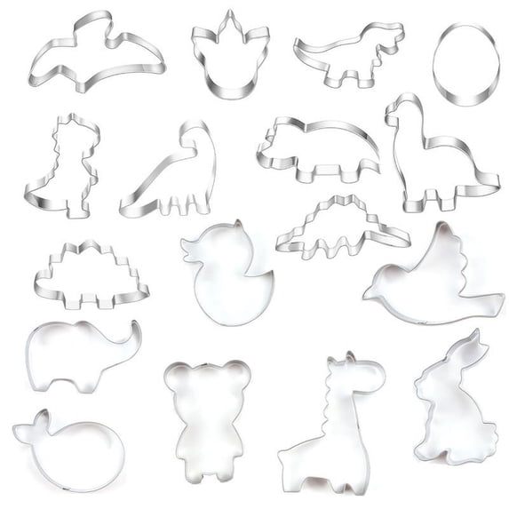 MZHICH 17 Pcs Dinosaur Animal Pattern Cookie Cutters for Baking DIY