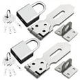 thumbnail image 1 of MZHICH 2 Pack Stainless Steel Latch Lock Padlock Hasp Set with Screws and Padlock for Doors, 1 of 7