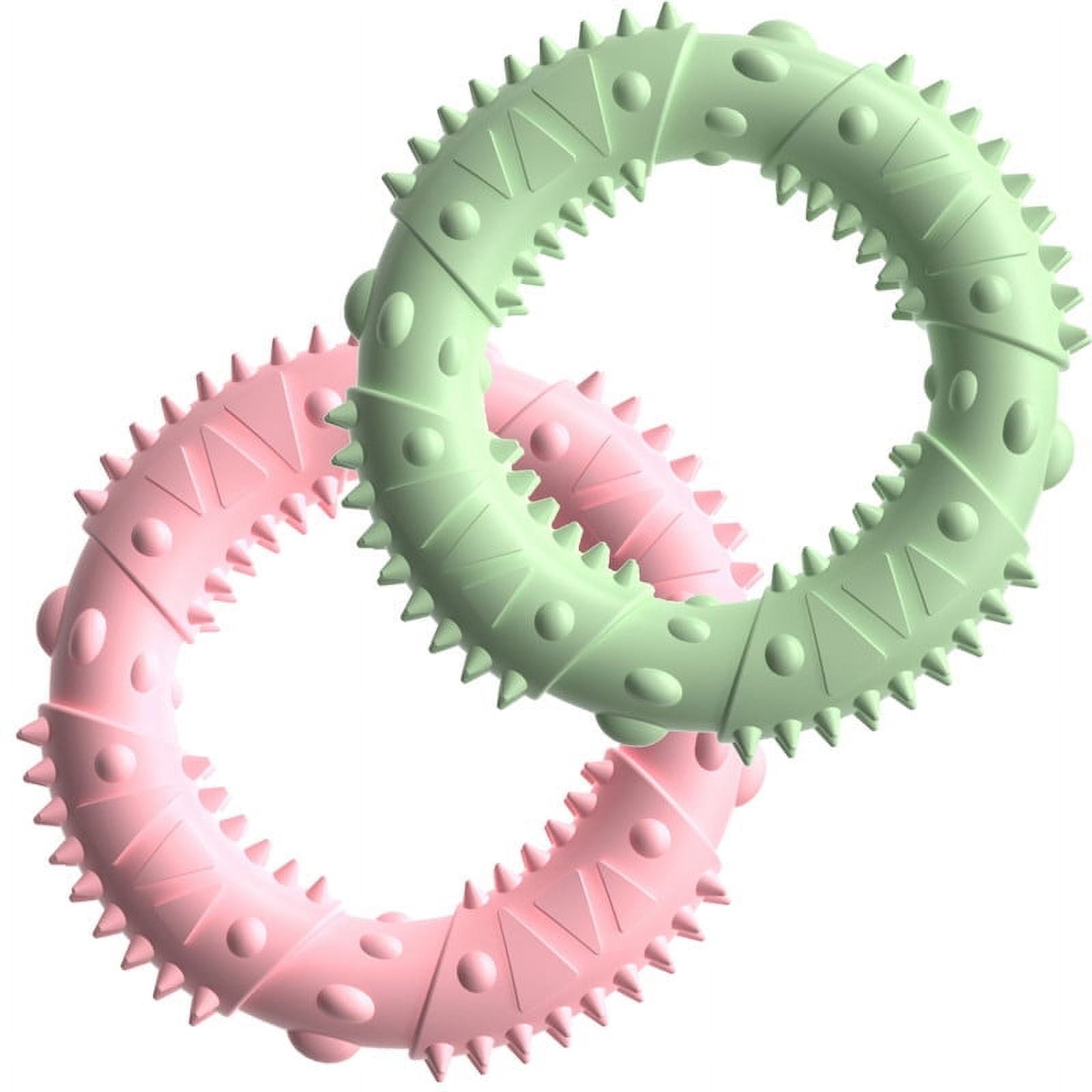 MZHICH 2 Pcs Circle Rubber Puppy Teething Toy for Small Medium Dogs