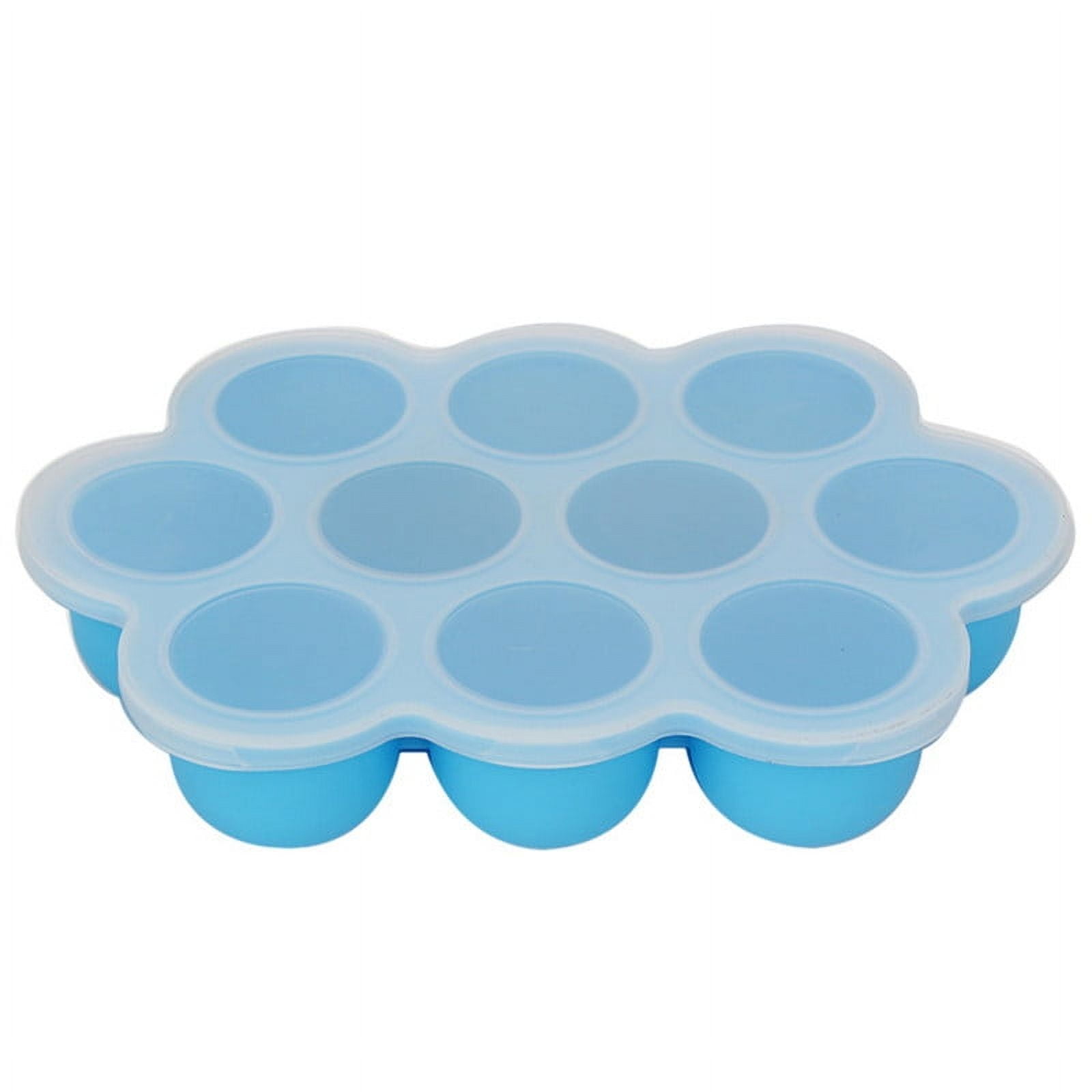 MZHICH Freezer Silicone Tray with Lid Blue for Baby Food Blue