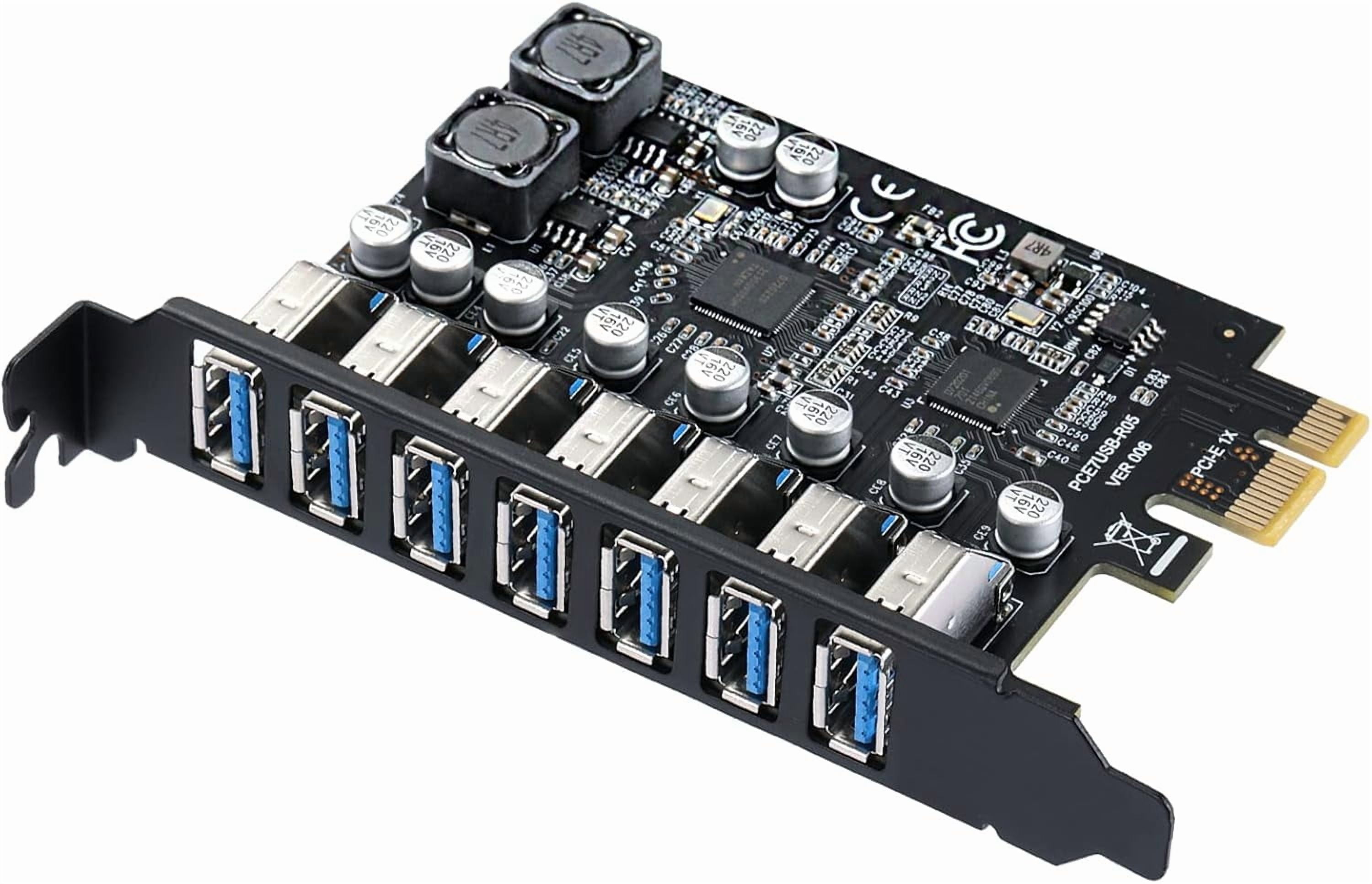 MZHOU 7-Port USB 3.0 PCIe Expansion Card for Desktop PC, 5Gbps SuperSpeed Data Transfer, PCI Express to USB 3.0 Hub Card with 4 Dedicated Channels & UASP Support, Plug & Play, Windows 10/11, Linux