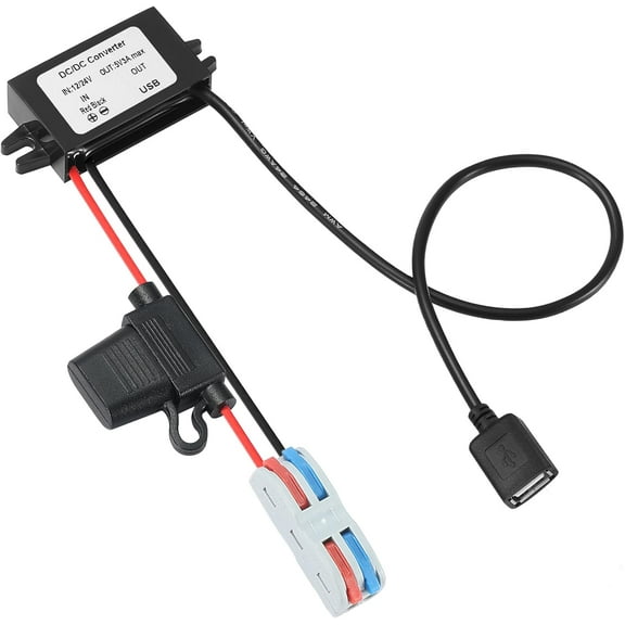 MZHOU 8-32V to 5V 3A 15W DC-DC Converter with USB-A Port, DC 12/24V to 5V Buck Converter Suitable for Trucks/RVs/Boats/Building Equipment -Waterproof/Dustproof DC Step Down Converter (3A)