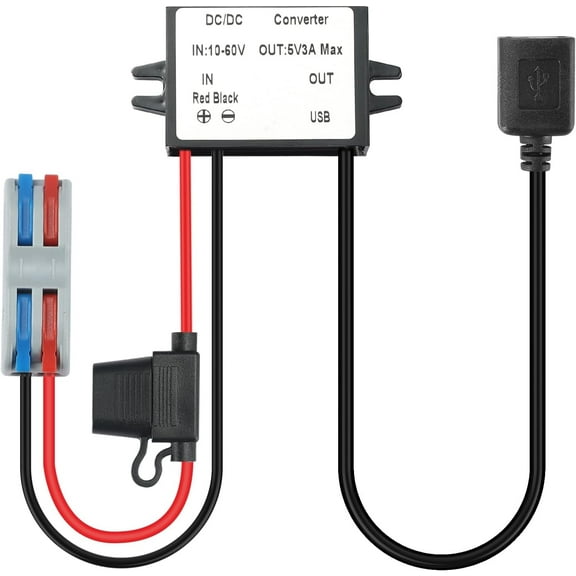 MZHOU DC 12V/24V/36V/48V/60V to 5V 3A 15W USB A Female Step Down Converter, USB Buck Converter 10V-60V to 5V Module Power Voltage Regulator for USB-A Port Devices