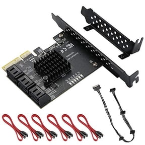 MZHOU PCIe 6 SATA 4X Card, with 6 SATA Cables and Low Profile Bracket, 6 Gb/s SATA Controller PCIe Card, Built-in Adapter Converter for Desktop PC , Support 6 SATA 3.0 Devices