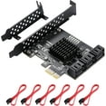 thumbnail image 1 of MZHOU PCIe SATA Card 6 Ports With 6 Cables and Low Profile Bracket, 6 Gbps PCIe Card, Support 6 SATA 3.0 Devices (ASM1166 Chip), 1 of 7