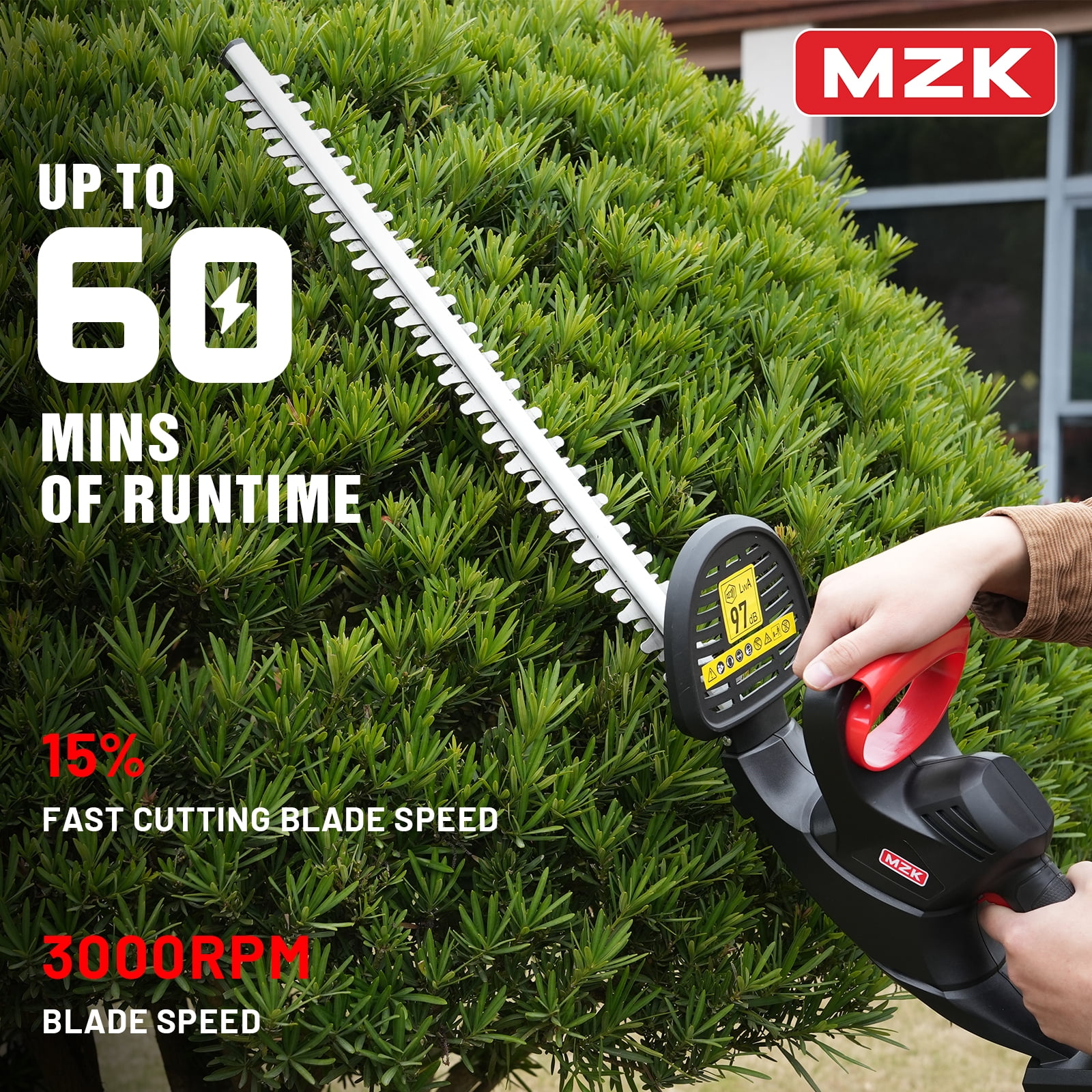 MZK, Hedge Trimmer, 25-inch, Cordless, 20V, Lightweight - Walmart.com