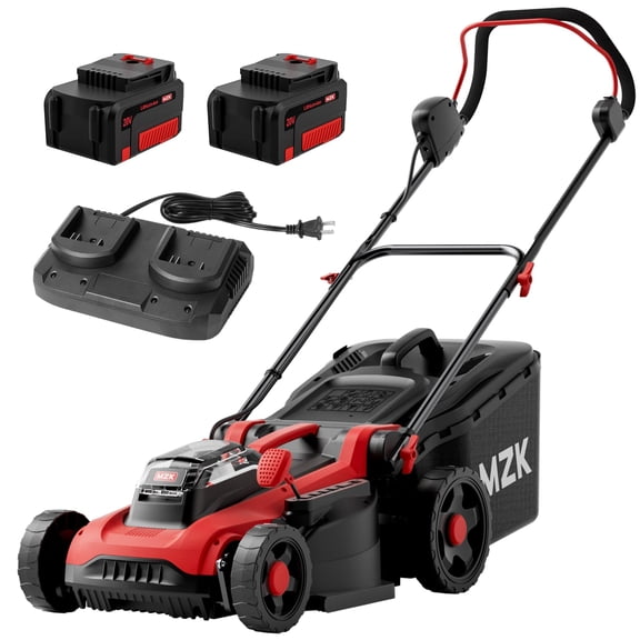 MZK 40V 16" Electric Lawn Mower, 2-in-1 Brushless Cordless Lawn Mower, Walk-Behind Push Mowers with 5-Position Height Adjustment, 2 x 4.0Ah Batteries & Charger Included