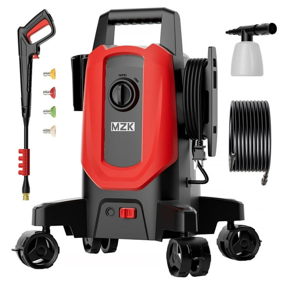 MZK Electric Pressure Washer 5000PSI 3.0GPM, 360 Wheels & 4 Nozzles, Foam Cannon for Cars/Driveways