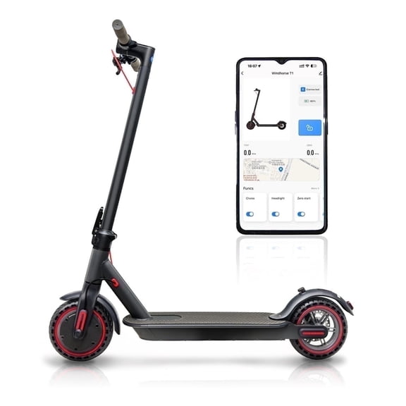 MZKJ . Com 3 Speed Modes Adult Electronic Scooter with APP Control, Black