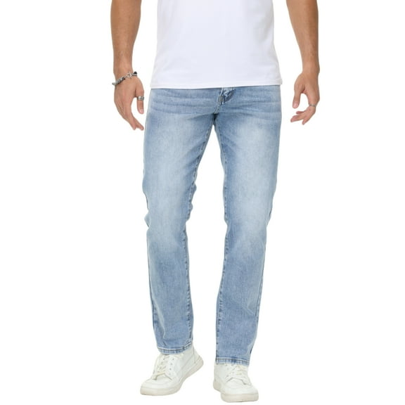 MZNBURAM Men's Stretch Regular Fit Straight-Leg Cotton Fashion Comfort Flex Waist Denim Pants Jeans