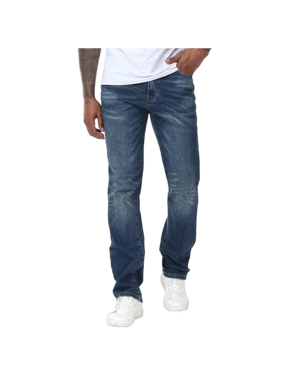 Men's Stretch Regular Fit Straight-Leg Cotton Fashion Comfort Flex Waist Denim Pants Jeans