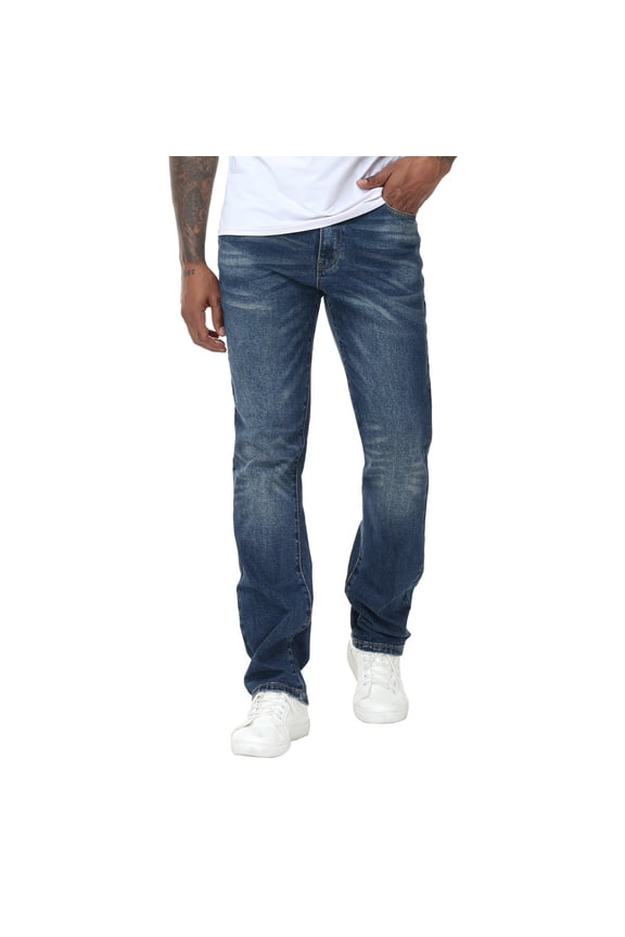 Men's Stretch Regular Fit Straight-Leg Cotton Fashion Comfort Flex Waist Denim Pants Jeans