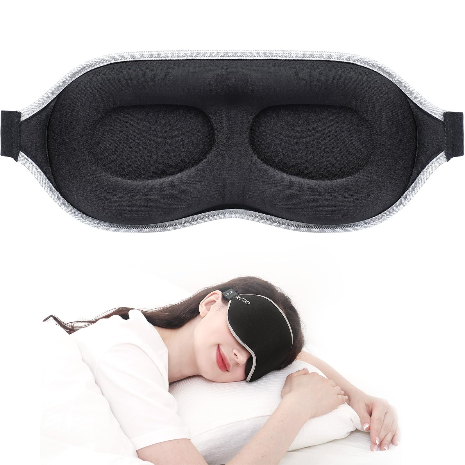MZOO Luxury Sleep Mask for Back and Side Sleeper, 100 Block Out Light