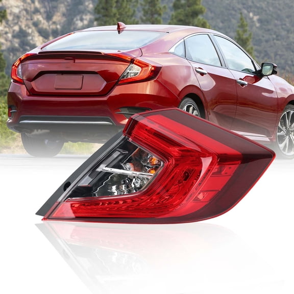 MZORANGE Outer Tail light Rear Tail Lamps Passenger Side For 2016-2021 Honda Civic Sedan, Right Taillight with Bulbs & Side Marker Assembly, HO2805110