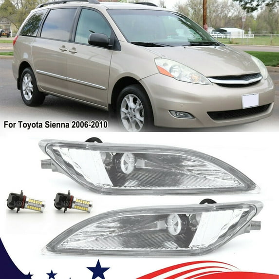 MZORANGE Pair Left Right Fog Light for Toyota Sienna 2006-2010 LED Front Bumper Clear Lens